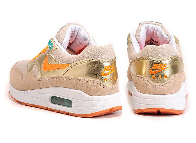 Nike Air Max 1 87 fourrure chaussures des femmes en or blanc (1)